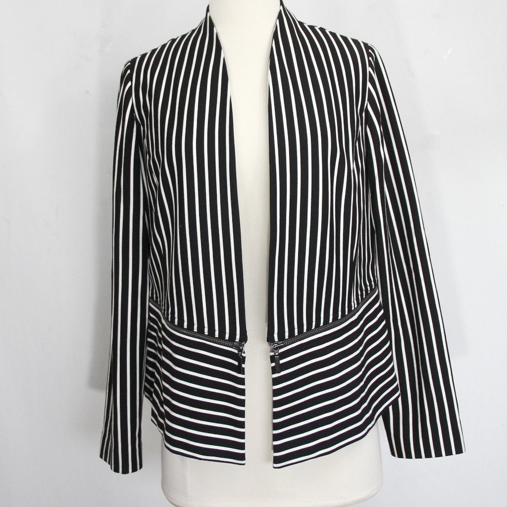 Chico's Ponte Knit Jacket New Women's Striped Blazer sz 0 Small